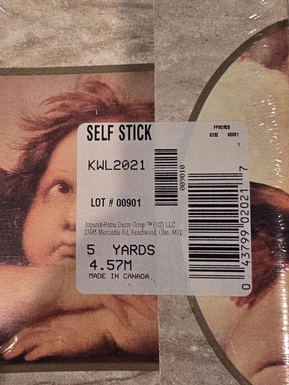 Vintage Raphael's Sistine Madonna cherubs on a marble background 90s Self Stick